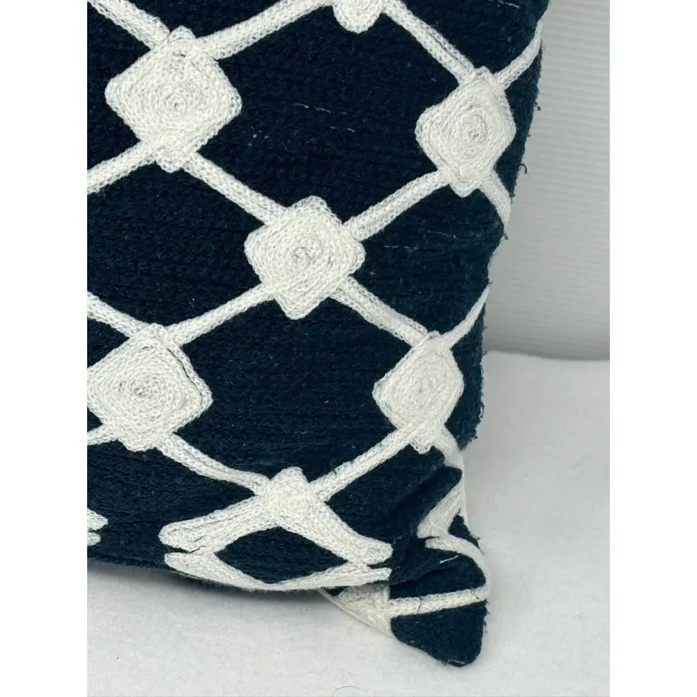 West Elm Throw Pillow Modern Colorblock‎ Lumbar Textured Embroidered 12